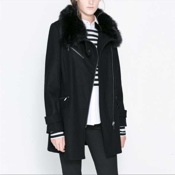 Zara Jackets & Coats Zara Wool Coat With Faux Fur Collar Poshmark